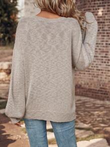 SHEIN LUNE 落肩袖套頭毛衣 - 杏色 - 查看 2