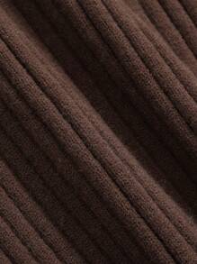 DAZY Áo len cổ lọ cài nút vai, quần áo nữ mùa thu - màu nâu - Xem 3