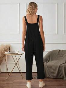 Chiquease 純色口袋貼片連身褲（無吊帶上衣）