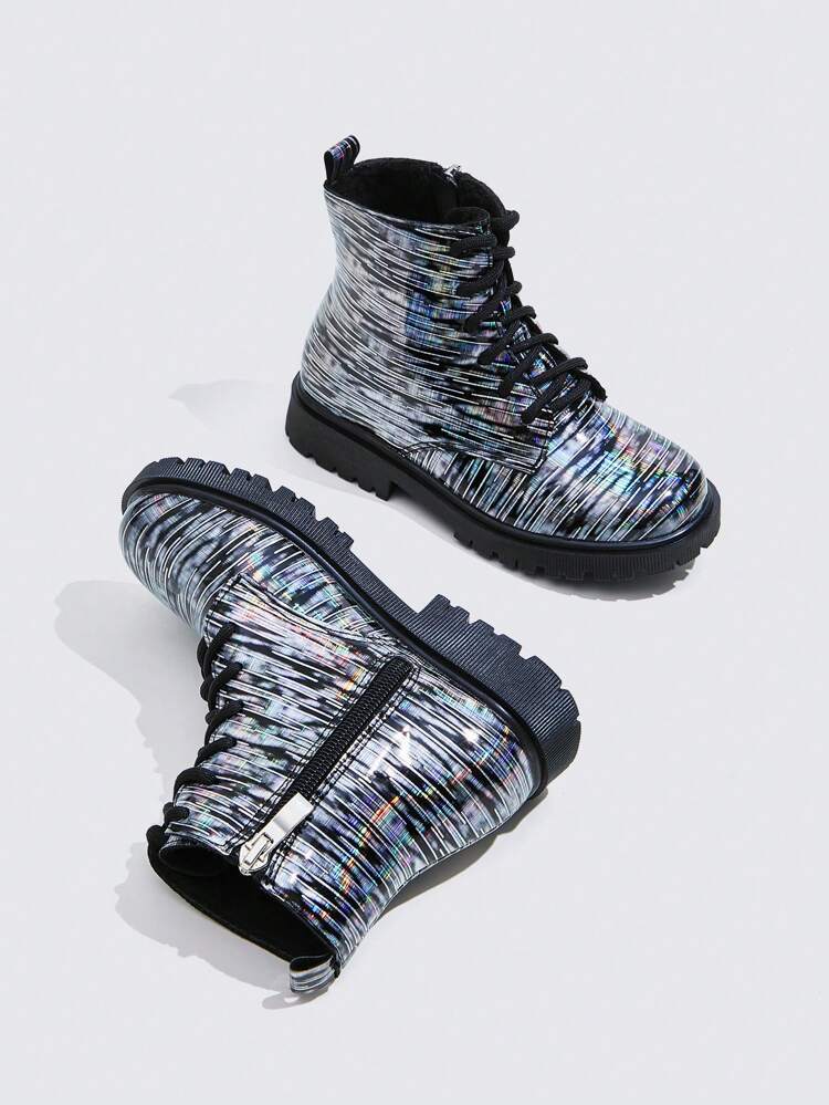 Fashionable And Warm Street Style Short Boots For Girls With Multiple Color Decorations, Flat Heel And Thermal Lined