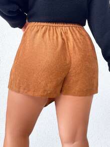 Celure Plus Chi Tiết Nút Thắt Lưng Cao Váy Nhung Nhung - Màu Khaki - Xem 2