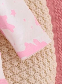 SHEIN Baby Girl Rabbit Print Bodysuit & Pants & Hat - Multicolor - View 4