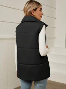 SHEIN LUNE Zip Up Sleeveless  Vest Coat