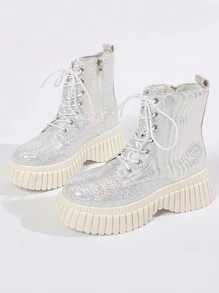 Women's Fashionable Silver Boots - Silver - View 6