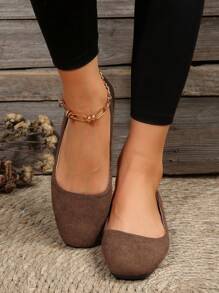 Women's Flat Shoes - Coffee Brown - View 2