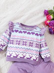 Bluza i spodnie dresowe dla dziewczynki Baby Print z falbanami