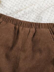 SHEIN Baby Boy Bear Patched Detail Thermal Pants - Brown - View 3