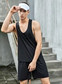Manfinity Sport Corelite Bộ đồ thể thao nam màu trơn, bộ tập luyện, bộ đồ thể thao, bộ đồ tập gym, bộ đồ tập thể dục. - màu đen - Xem 2