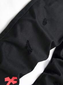 Manfinity EMRG Men Cross Print Ripped Jeans - Black - View 7