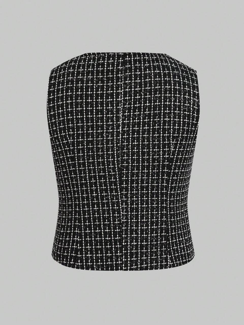 Button Front Tweed Vest Overcoat