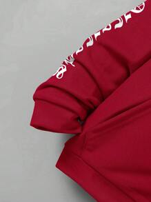 SHEIN Tween Boy Letter Graphic Raglan Sleeve Zipper Sweatshirt Without Tee For Christmas - Red - View 6