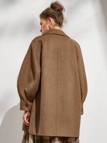 Anewsta 翻領雙排扣大衣 - 咖啡棕 - 查看 7