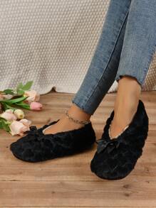 RALSWNAY Mulheres Interior Suave Decoração Gravata Chinelos Com Respirável & Caloroso Pés Descalços Sentir Sapatos Único