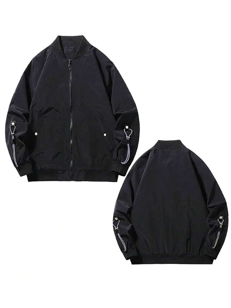 Men's Loose Fit Zip Up Outdoor Windbreaker Bomber Jacket