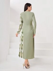 Modelyn Brush Print Wrap Detail Dress - Multicolor - View 2