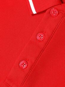 Manfinity Homme Men Contrast Trim Polo Shirt - Red - View 5