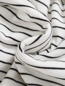 SHEIN Baby Boy Striped Mock Neck Tee - Black and White - View 3