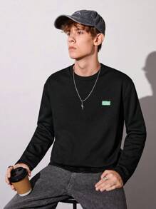 青少年男孩字母補丁細節T恤 - 黑色 - 查看 1