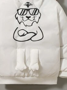 SHEIN Tween Boy 3D Cartoon Graphic Padded Coat - White - View 4