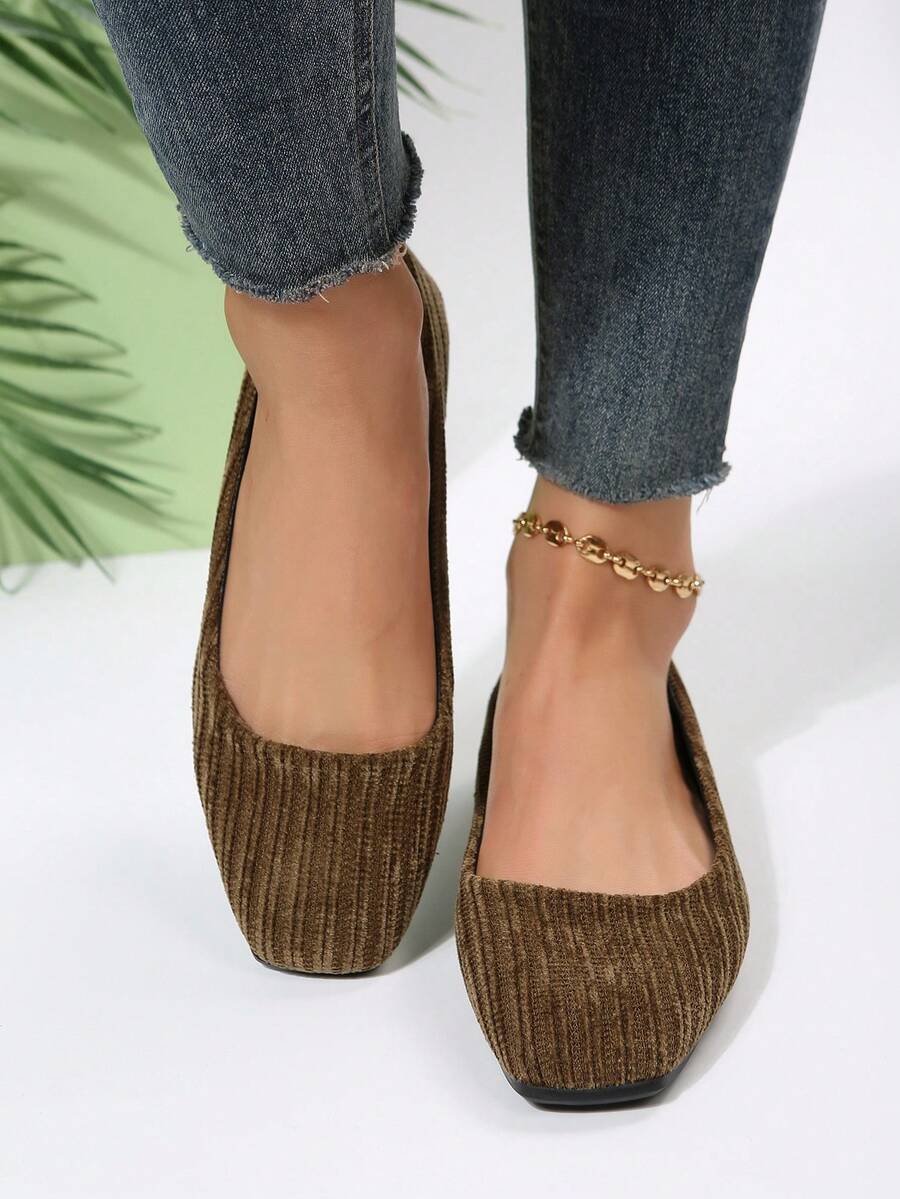 Women's Flat Shoes - Olive Green - View 1