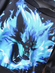 Young Boy Reflective Lion Print Sweatshirt - Black - View 3