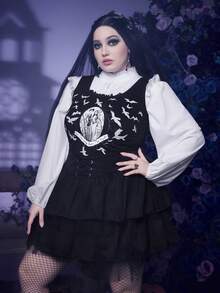 Corpse Bride | ROMWE Hơn Đồ họa Hình & Chữ cái Áo ba lỗ Không có áo lót - màu đen - Xem 4