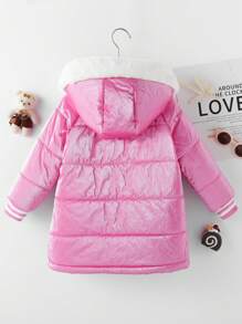SHEIN Casaco acolchoado com capuz e acabamento felpudo para meninas sem suéter