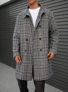 Manfinity Homme Lỏng lẻo phù hợp Nam Kẻ sọc Đôi ngực Áo khoác - Đen và trắng - Xem 3