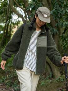 DAZY Dây kéo Thả vai Áo Teddy Jackets - màu xanh lá - Xem 8