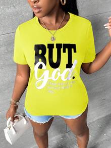 Slaydiva 標語圖案T恤 - 芥末黃 - 查看 4