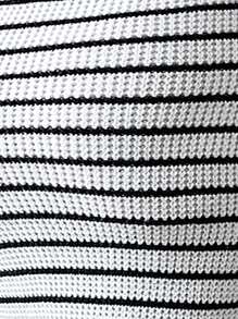 RosyDaze Striped Pattern Lantern Sleeve Sweater Dress Fall Winter Cloth For Women - Black and White - View 7