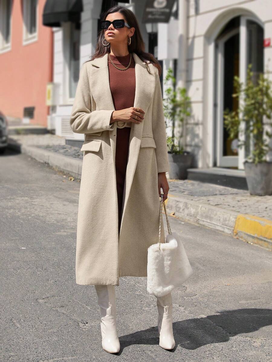 RueChic Mantel mit Revers, Klappe Detail,