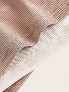 Flirla Plus Two Tone Cut Out Tank Top Graphic Tees Women Tops - Khaki - View 3