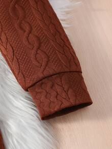 SHEIN 女大童素色連帽腰帶連帽外套 - 棕色 - 查看 3