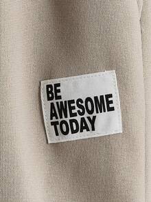 GENTILAND Men Letter Graphic Kangaroo Pocket Hoodie & Drawstring Waist Sweatpants - Multicolor - View 4