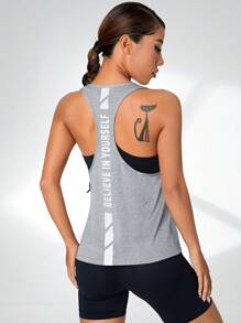 Gameset SHEIN Sport 垂袖运动背心workout Tank Top - 灰色 - 查看 3