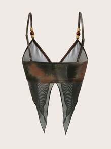 SHEIN ICON Rhinestone Butterfly Pattern Asymmetrical Hem Cami Top