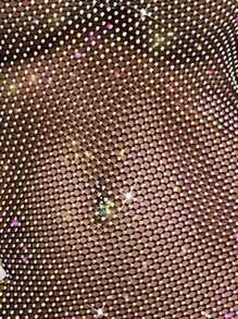 VaVaBold Rhinestone Studded Detail Backless Halter Neck Fishnet Mesh Dress Without Lingerie Set - Black - View 6