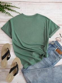 INAWLY Plus Wineglass Print Tee - Dark Green - View 2