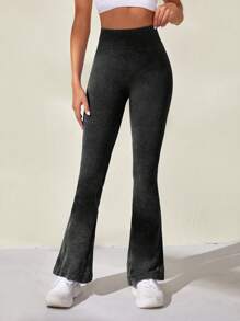 Easithlete 水洗寬腰帶喇叭運動褲 - 黑色 - 查看 5