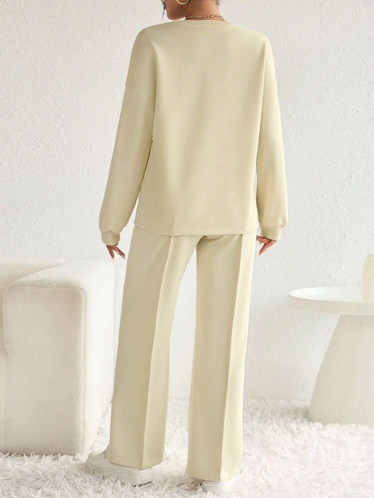 Maternity Eagle Print Drop Shoulder Tee & Adjustable Waist Pants