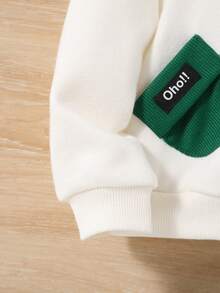 SHEIN 嬰兒男女款休閒加厚帶可愛3d帽子紋身的連帽衫,長袖 - 彩色 - 查看 4