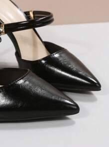 2024 New Women Gentle Closed Toe High Heel Shoes, Elegant Lady Slip-On Mules - Black - View 7