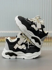 透氣網眼布嬰兒運動鞋,軟底,厚底運動鞋風格 - 黑色 - 查看 4