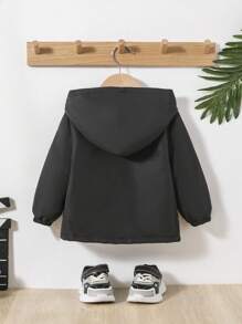 SHEIN Đứa bé trai Màu thuần Nhung áo có mũ Lỏng lẻo Áo khoác - Nhiều màu - Xem 2