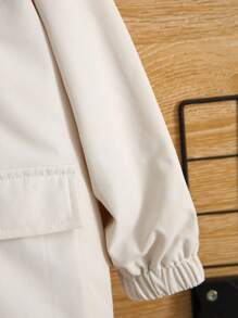 SHEIN Young Boy Letter Patched Flap Pocket Thermal Lined Hooded Coat