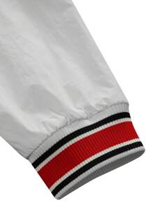 Manfinity Sport Corelite 男式字母图案条纹装饰斜口袋飞行员夹克运动上衣 - 紅白色 - 查看 3