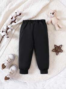Baby Boy Slogan Patched Thermal Lined Sweatpants - Black - View 2