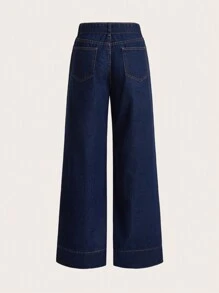 SHEIN X ELOISA & ORSON SHEIN MOD Jeans con puntada con cinturón de pierna ancha