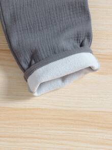 Young Boy Flap Pocket Side Thermal Lined Cargo Pants - Dark Grey - View 6